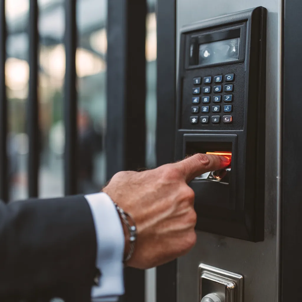 Technician programming a gate access control system